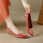 Elegant Glitter & Flower Low Heel Pumps - NN014