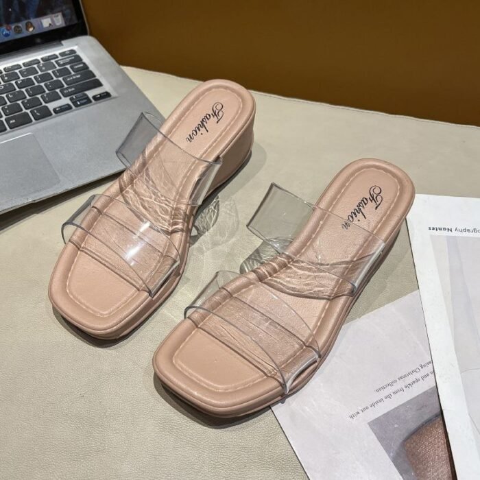Chic Clear Strap Wedge Sandals - BB001