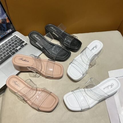 Chic Clear Strap Wedge Sandals - BB001