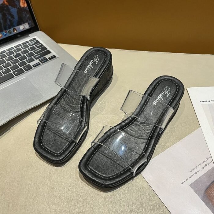 Chic Clear Strap Wedge Sandals - BB001