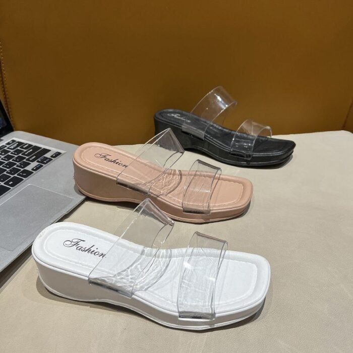 Chic Clear Strap Wedge Sandals - BB001