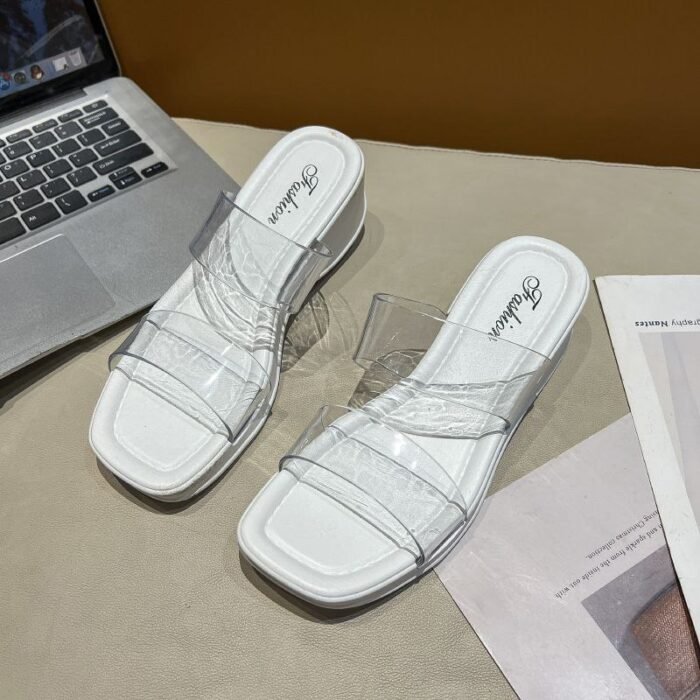 Chic Clear Strap Wedge Sandals - BB001