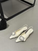 Elegant Crystal Buckle Slingback Kitten Heels - NN022