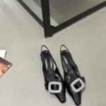 Elegant Crystal Buckle Slingback Kitten Heels - NN022