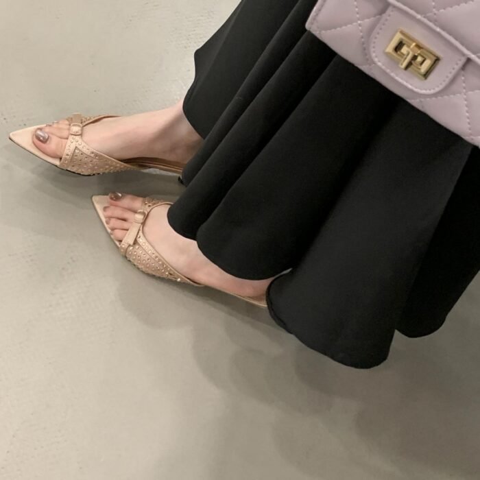  Elegant Mesh Kitten Heel Mules - NN024