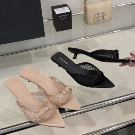 Elegant Mesh Kitten Heel Mules - NN024