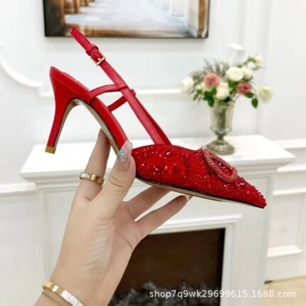 Sparkling Crystal Embellished Slingback Heels - C0053