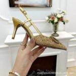 Sparkling Crystal Embellished Slingback Heels - C0053
