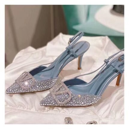 Sparkling Crystal Embellished Slingback Heels - C0053