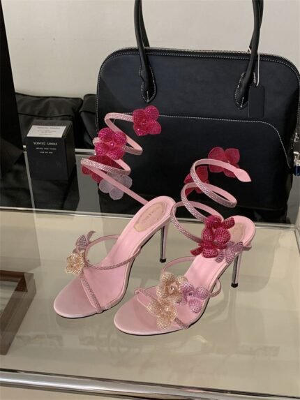 Sparkling Crystal Embellished Slingback Heels - C0053