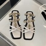 Embellished Rhinestone Ankle Strap Design Flat - NN026