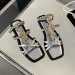 Embellished Rhinestone Ankle Strap Design Flat - NN026