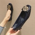 Women's Quilted Patent Leather Ballet Flats - NS0063