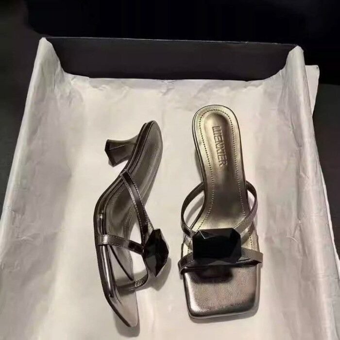 Embellished Square Toe Block Heel - NN030