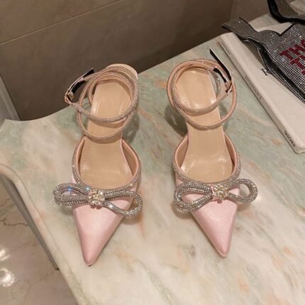 Sparkling Bow Ankle Strap Heels - X0024