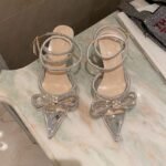 Sparkling Bow Ankle Strap Heels - X0024