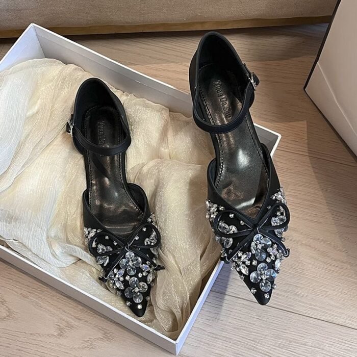 Elegant Crystal Embellished Pointed Toe Shoes - NS011