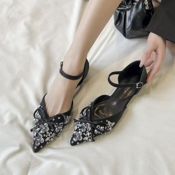 Elegant Crystal Embellished Pointed Toe Shoes - NS011