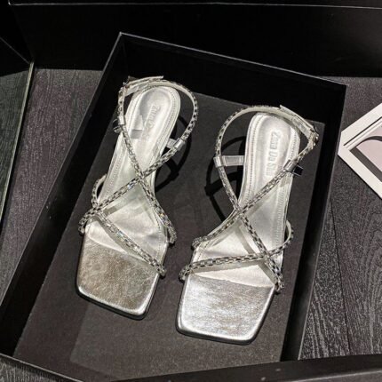 Sparkling Diamond Strap Block Heel - NN031