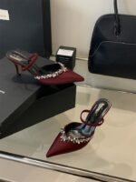 Elegant Pointed Toe Rhinestone Slingback Heels - x0044