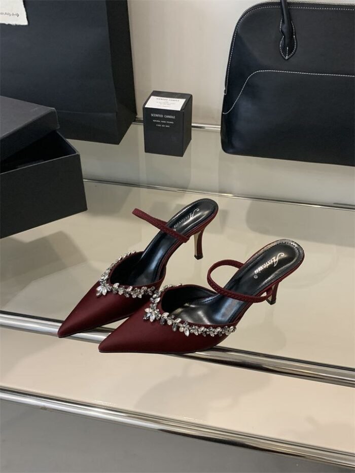 Elegant Pointed Toe Rhinestone Slingback Heels - x0044
