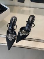 Elegant Pointed Toe Rhinestone Slingback Heels - x0044