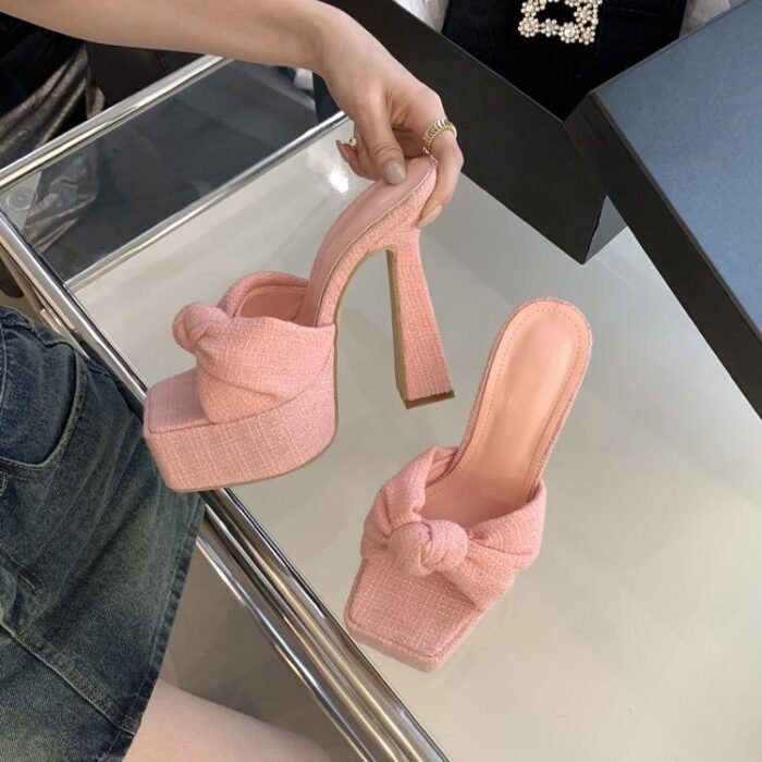 Chic Bowknot Platform Mules - X0078