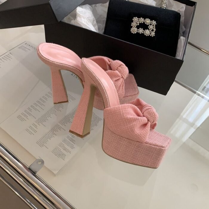 Chic Bowknot Platform Mules - X0078