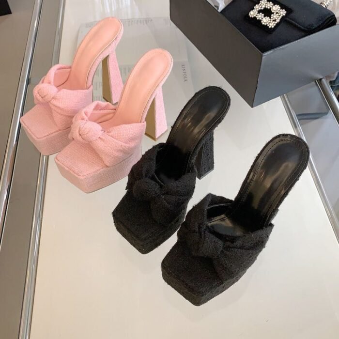 Chic Bowknot Platform Mules - X0078