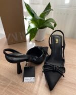Zara Black Embellished Slingback Heels - Z01500