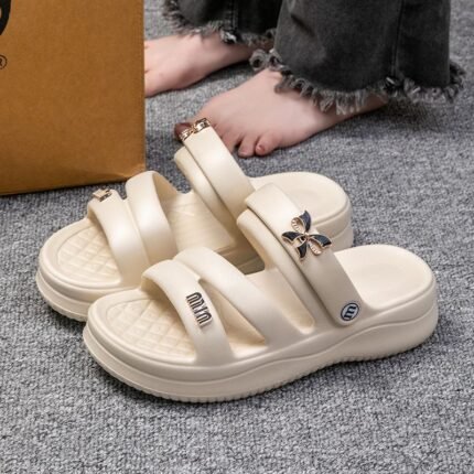 Comfort Butterfly Charm Double Strap Slides - SL001