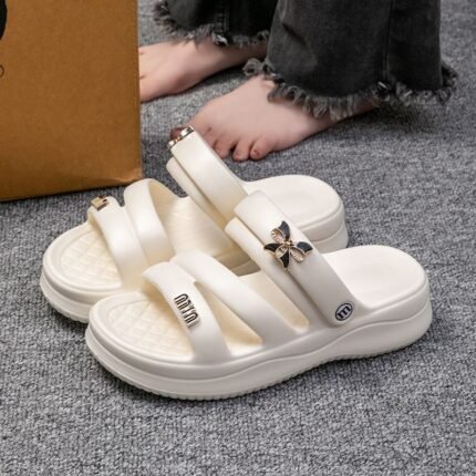 Comfort Butterfly Charm Double Strap Slides - SL001