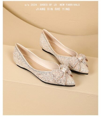 Shimmering Pearl Bow Flat Shoe - NS094