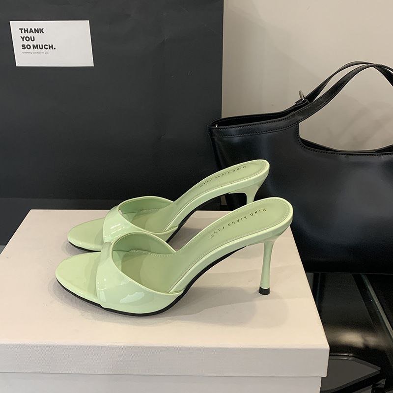 Glossy High Heel Mule Sandals - X0033