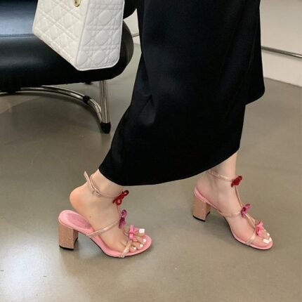 Bow Embellished Block Heel - NN046