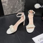 Elegant Ruffle Pearl Ankle Strap Heels - NN047