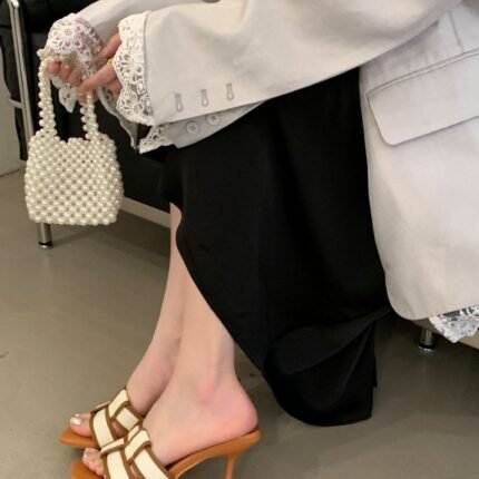 Mimisi Woven Strap Square Toe Stiletto Heels - N0186