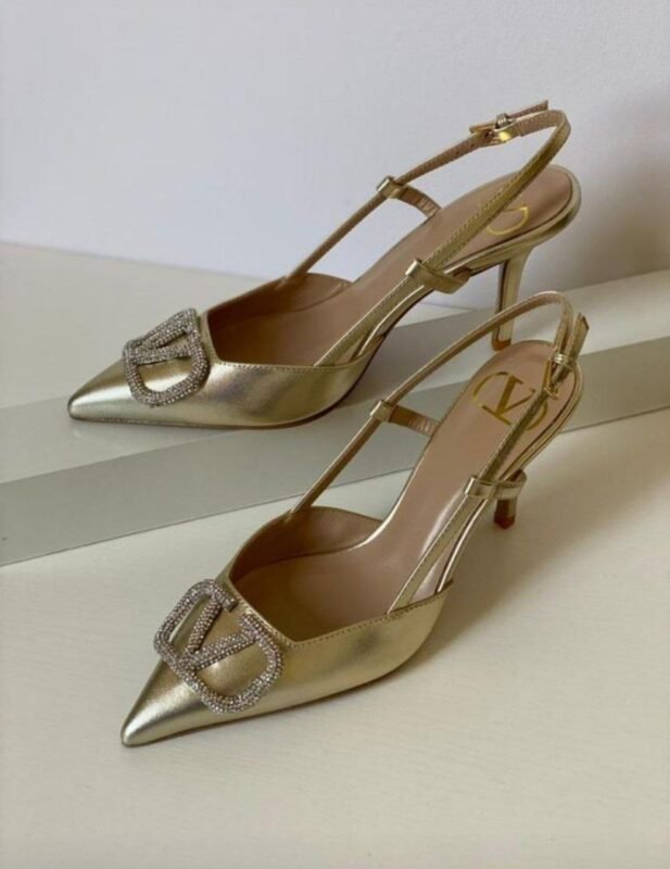 Valentino Garavani Style V Logo Slingback Heels - C0046