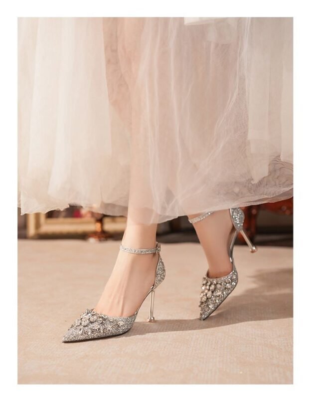 Sparkling Glamour Pointed Toe Ankle Heels - N0275